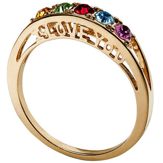 10K I Love You Family Birthstone Ring