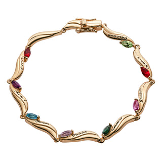 Marquise Family Birthstone & Name Bracelet