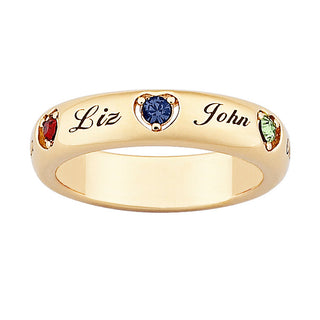 Mothers Name & Birthstone Heart Band
