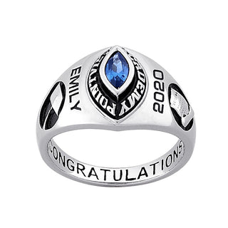 Ladies Sterling Silver Traditional Marquise Stone FREEDOM CLASS RING