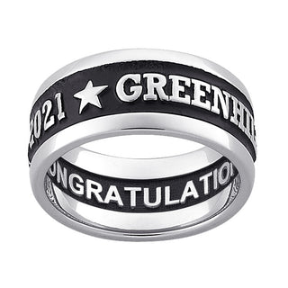 SCULPTED STERLING Wide Band Traditional Class Ring