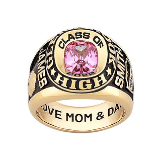 18K Gold over Sterling Double Row Traditional Men's Class Ring
