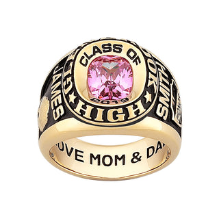 10K Yellow Gold Men's Double Row Traditional Class Ring