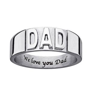 Stainless Steel Engraved DAD Ring