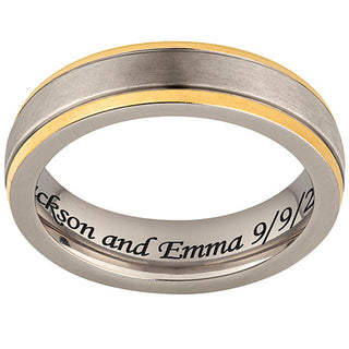 Two-Tone Titanium Engraved 5mm Wedding Band