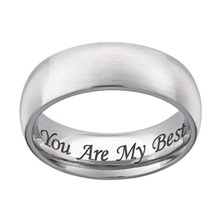 Stainless Steel Engraved Wide Wedding Band