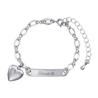 Engraved Kid's ID Bracelet with Heart Locket