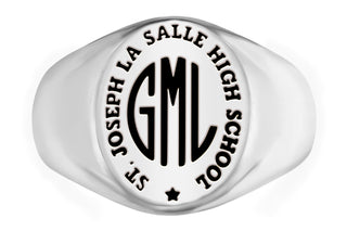 Men's Platinum Plated Monogram Signet Class Rings