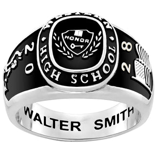 Men's Platinum Plated Multiple Graphics Traditional Class Ring