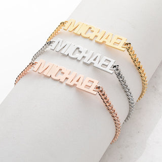 Bold Urban Nameplate Bracelet - Your choice Silver, 14K Gold or 14K Rose Gold Plated