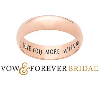 14K Rose Gold over Sterling Inside Engraved Wedding Band (5mm)
