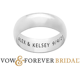 Platinum over Sterling Inside Engraved Wedding Band (7mm)