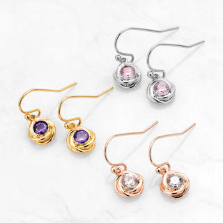 Mini Love Knot Birthstone Drop Earrings