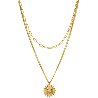 Sun Pendant Layered Chocker Necklace Gold Plated