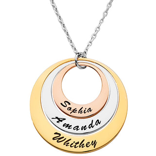 Tricolor Engraved Nesting Circles Necklace