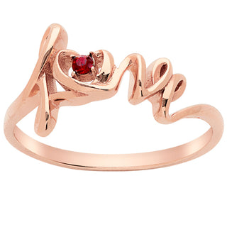14K Rose Gold over Sterling Script Love Birthstone Ring