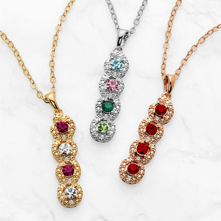 Filigree Birthstone and Diamond Accent Necklace
