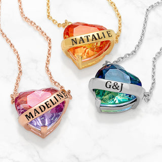 Bold Name Wrapped Iridescent Heart Necklace