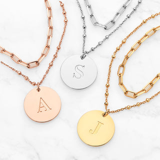 Personalized Dainty Layered Initial Pendant Necklace