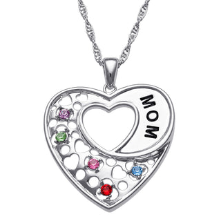 MOM Heart Birthstone Pendant