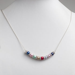 Family Birthstone Shell Pearl and Clear Crystal Necklace