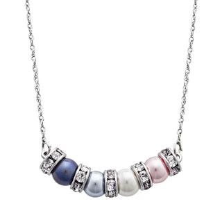 Family Birthstone Shell Pearl and Clear Crystal Necklace