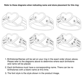 Sterling Silver Personalized Name & Birthstone Double Heart Ring