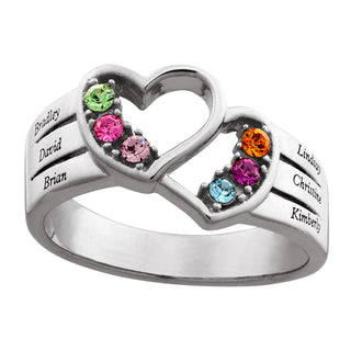 Birthstone Double Heart Ring