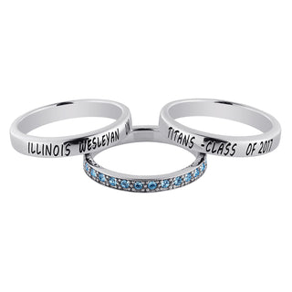 Sterling Silver Stackable Class Ring with Eternity Birthstone Band