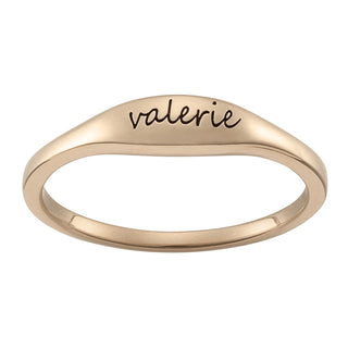 14K Gold over Sterling Engraved Oval Stackable Ring