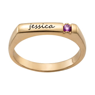14K Gold over Sterling Personalized Rectangle Ring