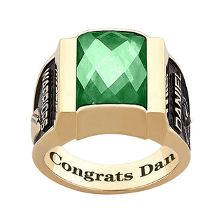 14K Gold over Sterling Traditional Deco Stone Men's Class Ring