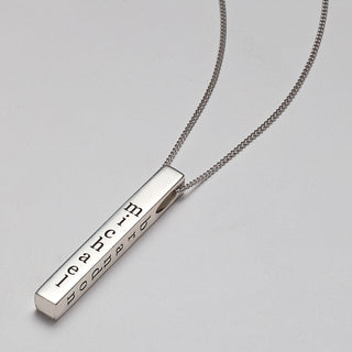 Sterling Silver Vertical 4-Sided Engraved Family Name Pendant