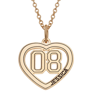 14K Gold over Sterling Personalized Name and Number Heart Necklace