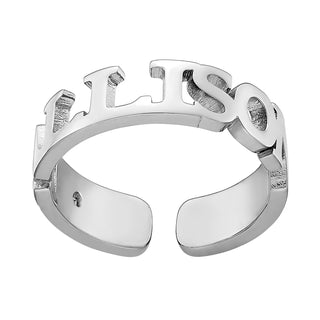 Sterling Silver Name with Side Birthstone Ring