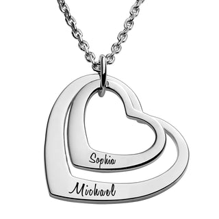 Sterling Silver Nesting Hearts with Names Necklaces - 2