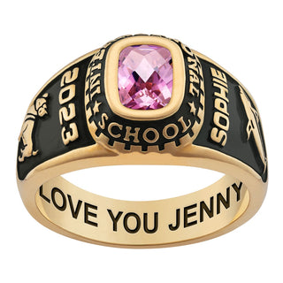 Ladies Yellow CELEBRIUM Traditional Checkerboard Birthstone Class Ring