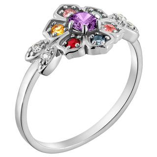 Mother's Family Flower Birthstone Ring