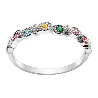 Sterling Silver Vintage Petite Family Birthstone Ring