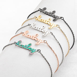 Stainless Steel Lowercase Script Name Bracelet