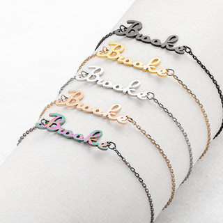 Stainless Steel Fancy Script Name Bracelet