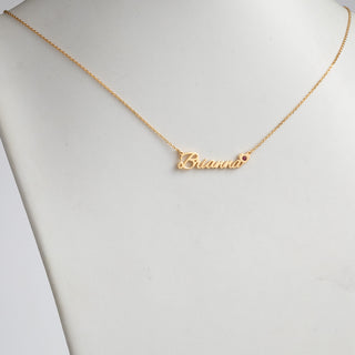 14K Gold over Sterling Script Name with Heart and Birthstone Necklace