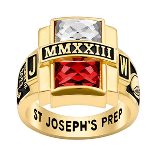 Men's 14K Gold over Sterling Double Birthstone Rectangle Class Ring