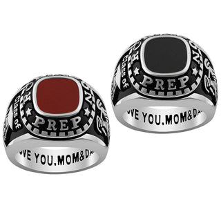 Unisex Platinum over Sterling Silver Genuine Stone Class Ring