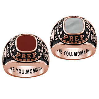 Unisex 14K Rose Gold over Sterling Genuine Stone Class Ring