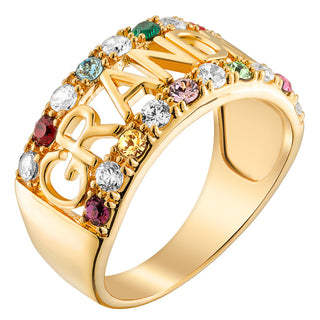 Grandma CZ Family Birthstone Ring