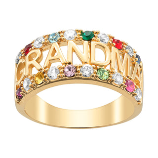 Grandma CZ Family Birthstone Ring