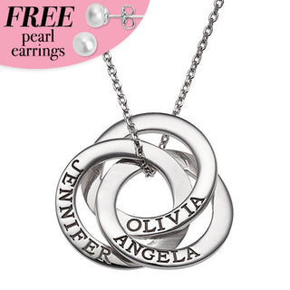 Interlocking Rings Engraved Names Necklace
