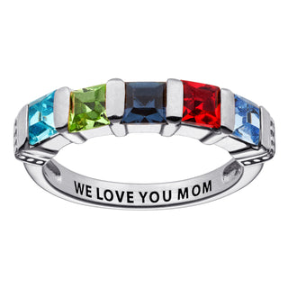 Mother's Square Birthstone Ring