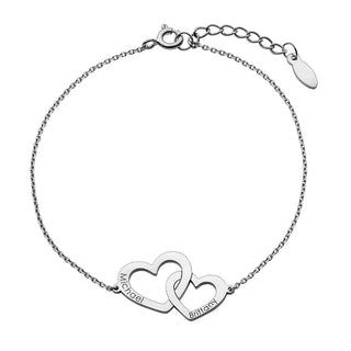 Sterling Silver Engraved Interlocking Heart Bracelet
